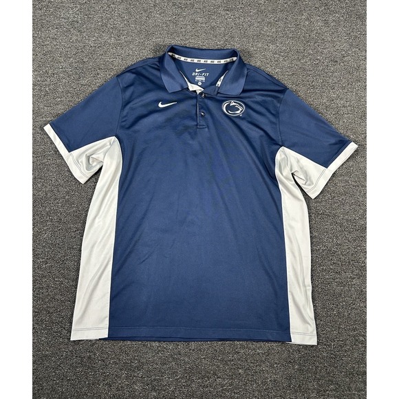 Nike Penn State Nittany Lions Polo Men's XL Navy Blue Dri Fit Logo Golf - Picture 1 of 9